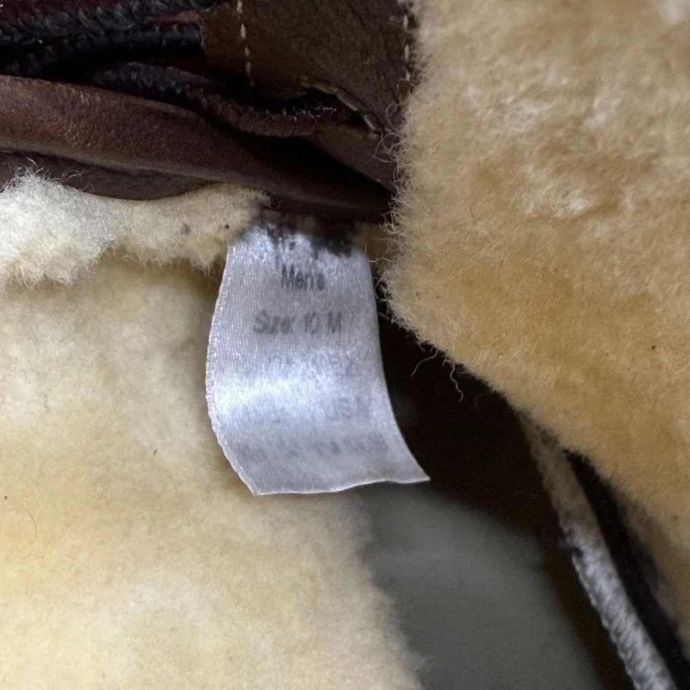 LL BEAN Bean Boots Shearling Fur Lined Mens 10 Brown Leather Heritage Hunting